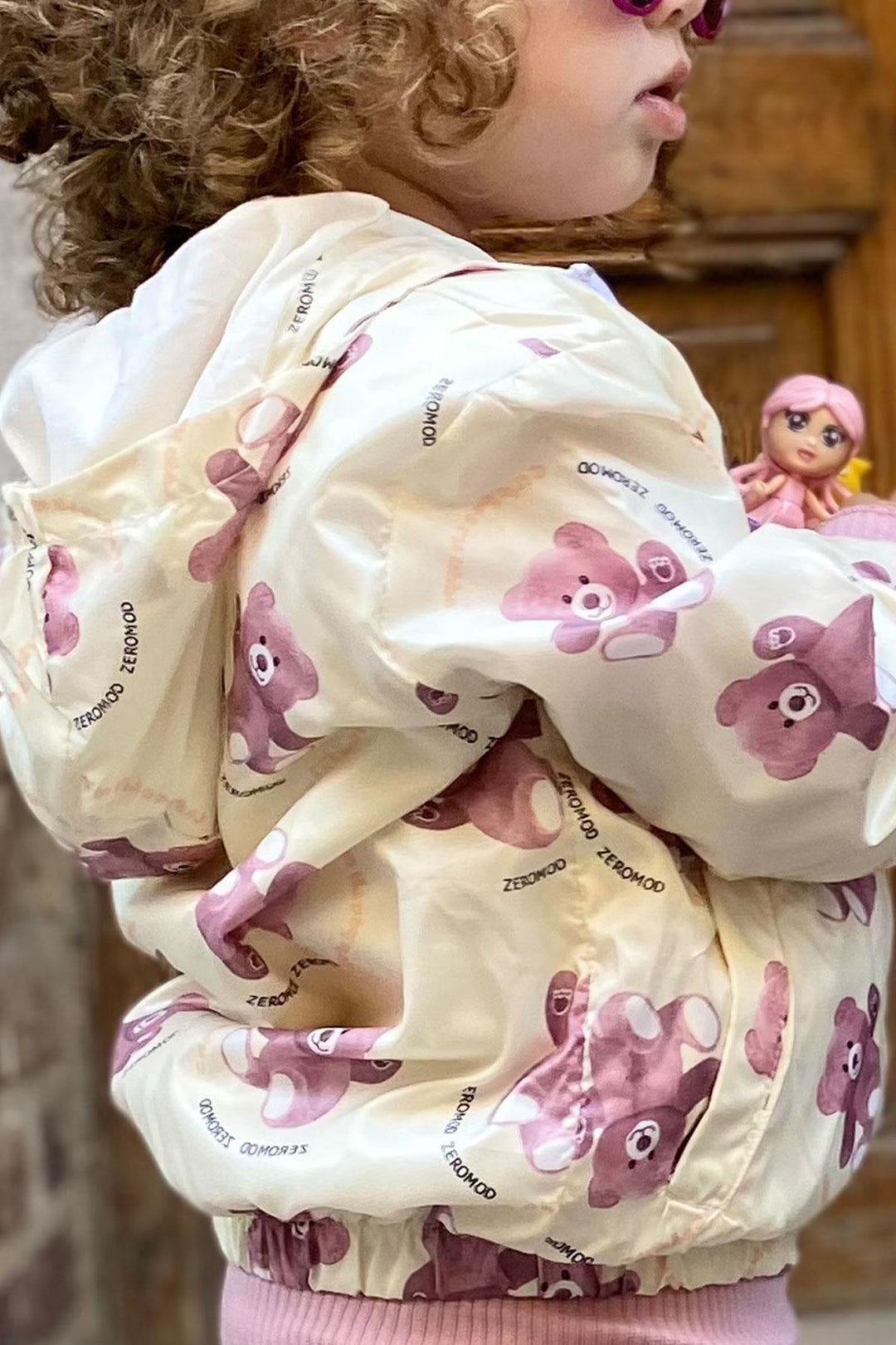 BRE Breeze Girl Child Raincoat with Bear Pattern, 1-5 Years, Cream - Orangeville