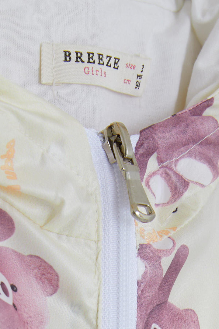 BRE Breeze Girl Child Raincoat with Bear Pattern, 1-5 Years, Cream - Orangeville