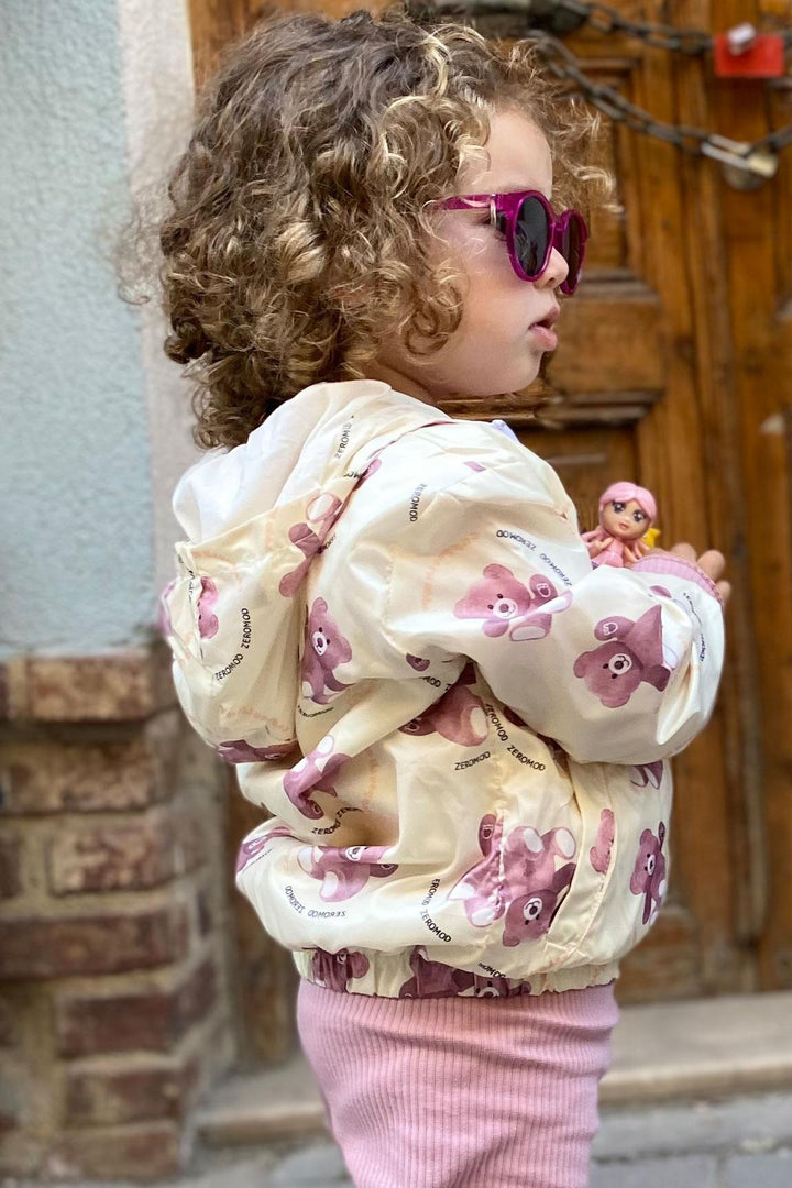 BRE Breeze Girl Child Raincoat with Bear Pattern, 1-5 Years, Cream - Orangeville