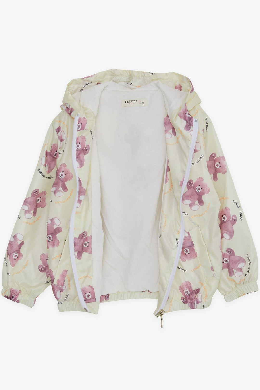 BRE Breeze Girl Child Raincoat with Bear Pattern, 1-5 Years, Cream - Orangeville