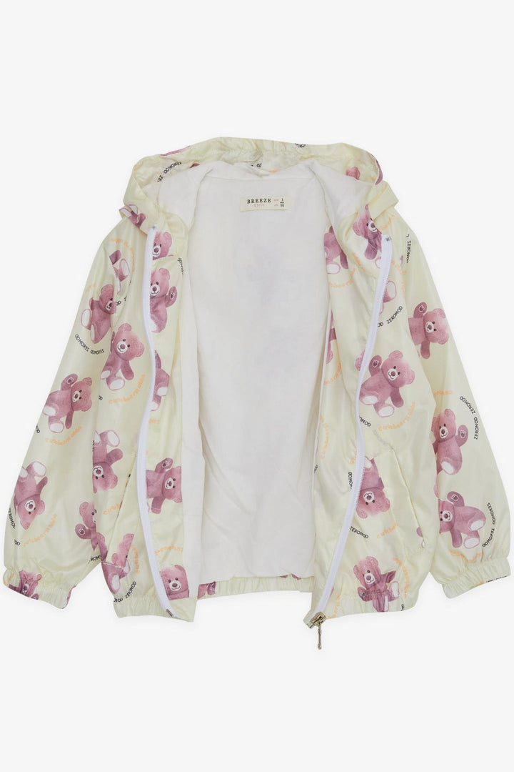 BRE Breeze Girl Child Raincoat with Bear Pattern, 1-5 Years, Cream - Orangeville