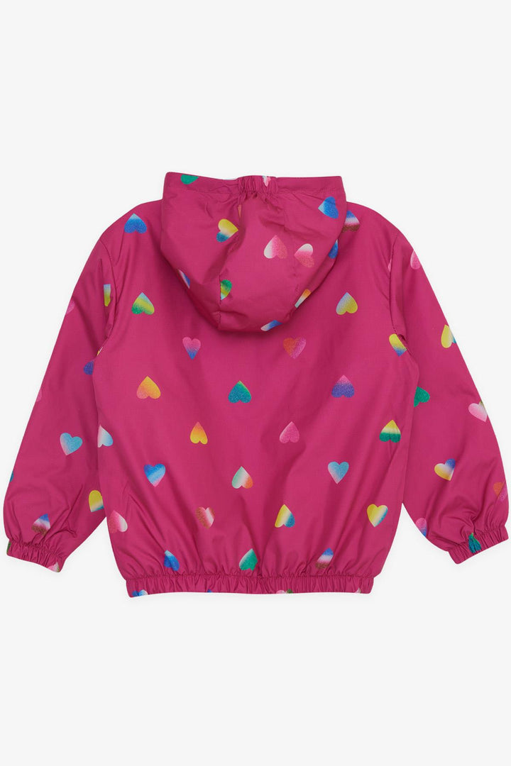 BRE Breeze Girl Child Raincoat Colorful Heart Patterned 1-5 Years, Fuchsia - Lviv