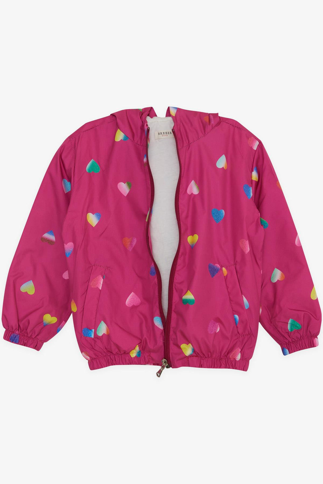 BRE Breeze Girl Child Raincoat Colorful Heart Patterned 1-5 Years, Fuchsia - Lviv