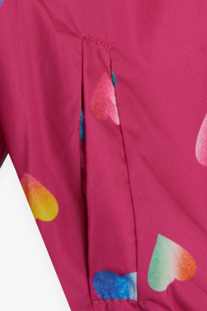 BRE Breeze Girl Child Raincoat Colorful Heart Patterned 1-5 Years, Fuchsia - Lviv