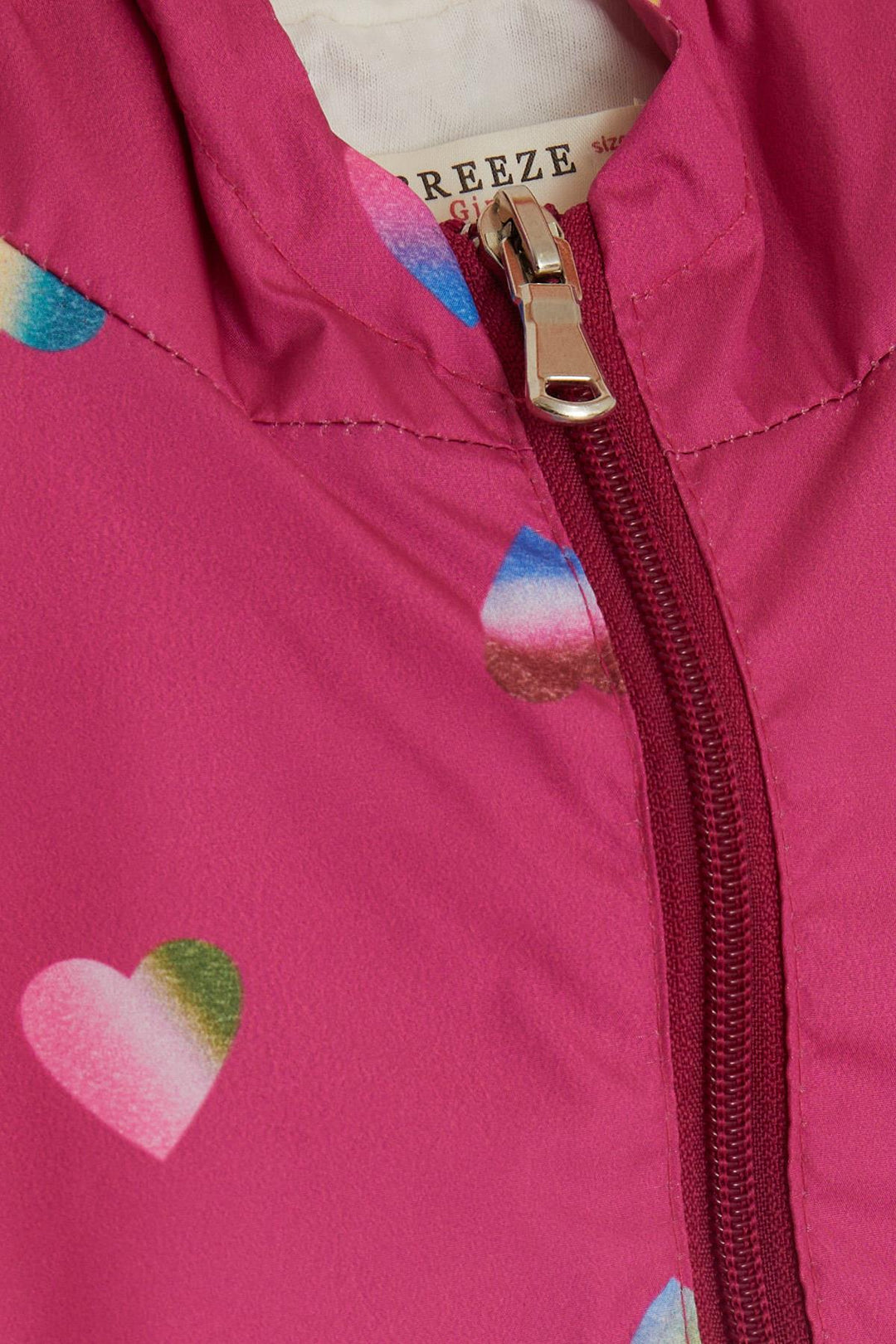 BRE Breeze Girl Child Raincoat Colorful Heart Patterned 1-5 Years, Fuchsia - Lviv