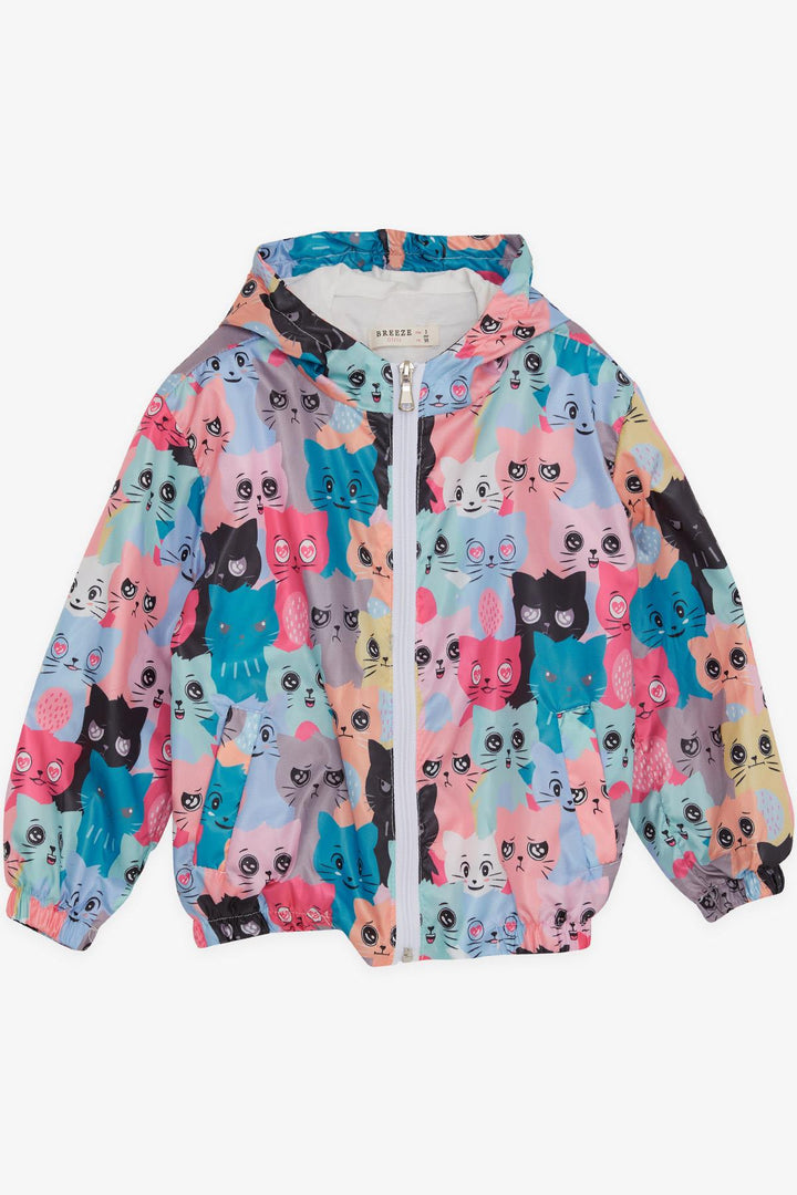 BRE Breeze Girl Child Raincoat Cute Kitty Patterned 1-6 Years, Mixed Color - Murcia