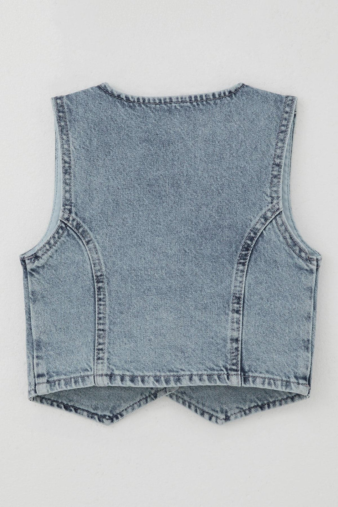 BRE Breeze Girl's Vest Denim Button Closure V Neck 44 Years, Light Blue - Catalina Foothills