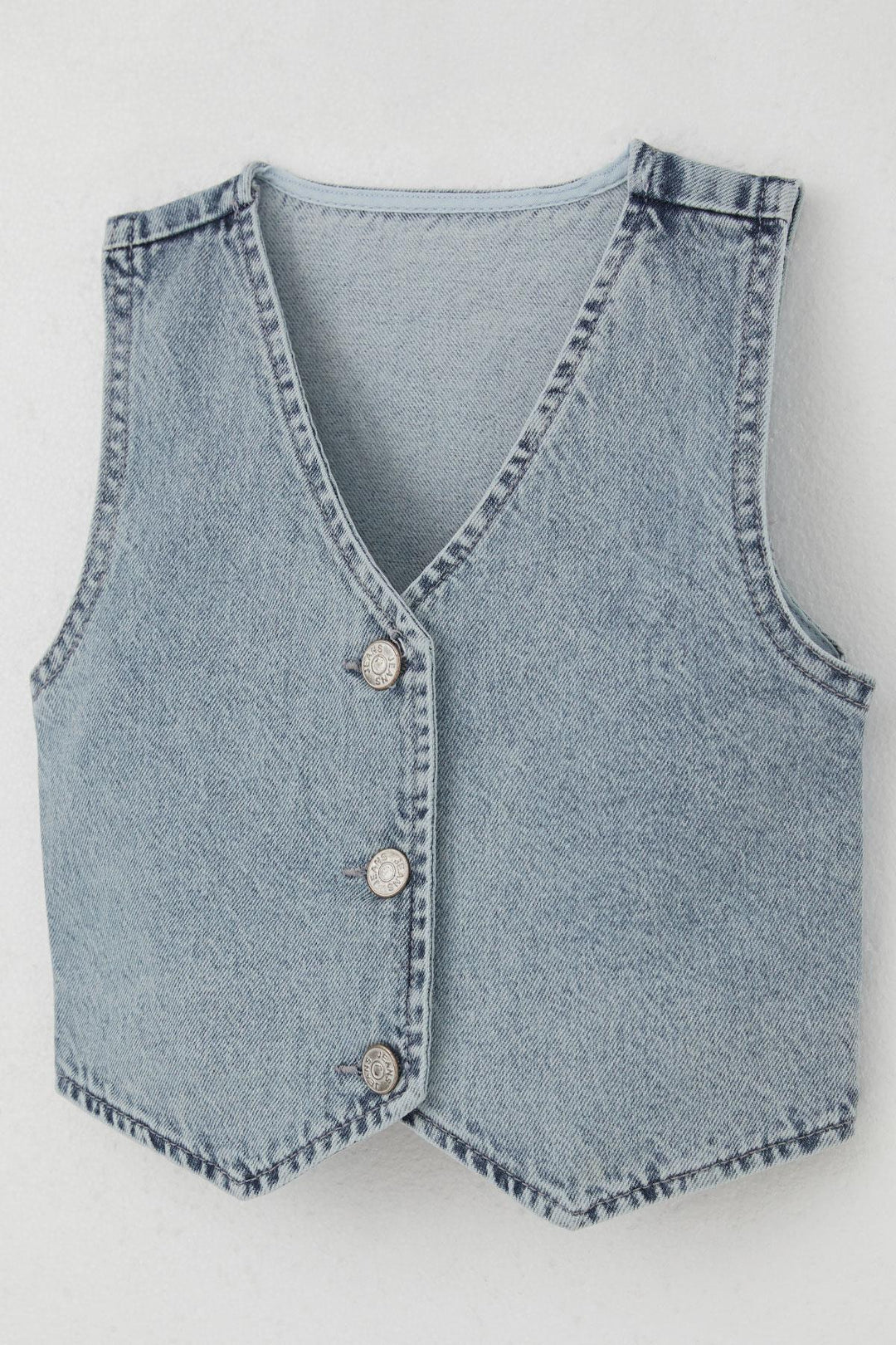 BRE Breeze Girl's Vest Denim Button Closure V Neck 44 Years, Light Blue - Catalina Foothills