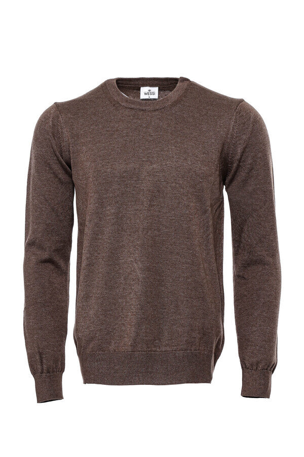 WSS Brown Crew Neck Men Sweater  - Álimos