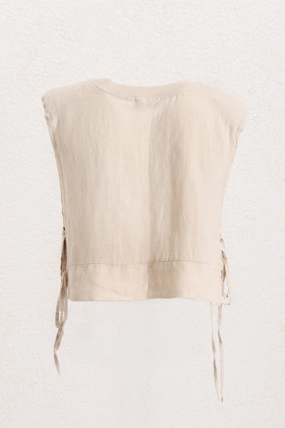 BSL Women Crop Linen Blouse with Side Tie - Timmins