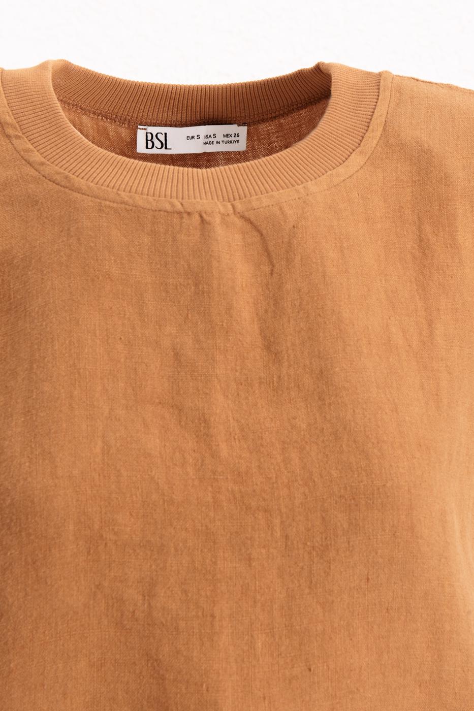 BSL Women Crop Linen Blouse with Side Tie - Mount Juliet