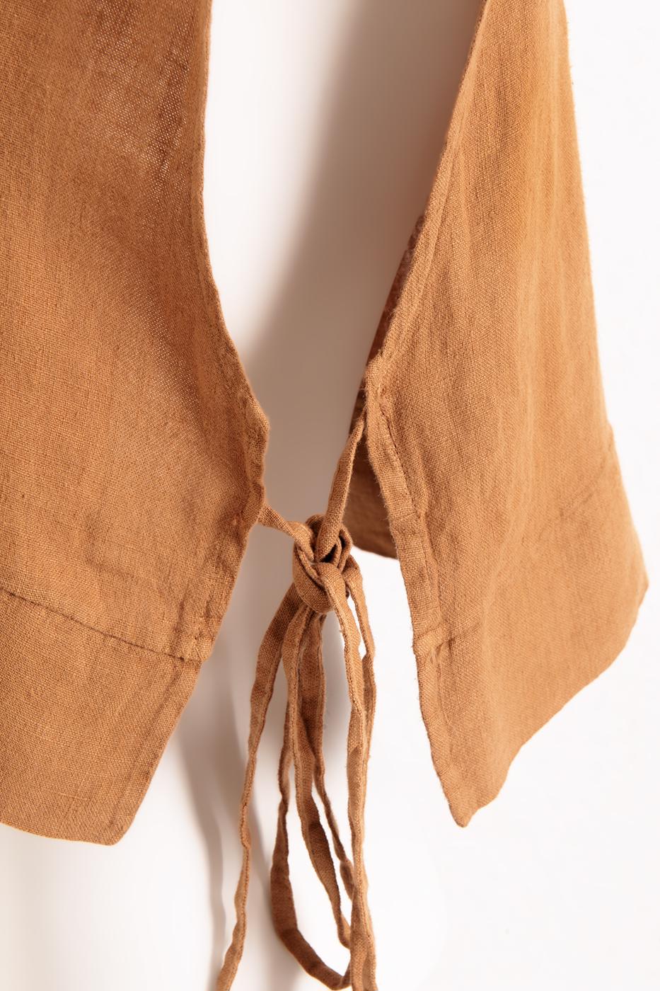 BSL Women Crop Linen Blouse with Side Tie - Mount Juliet