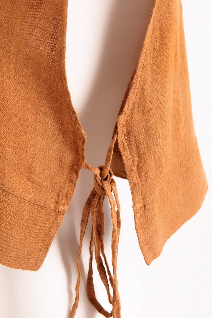 BSL Women Crop Linen Blouse with Side Tie - Mount Juliet