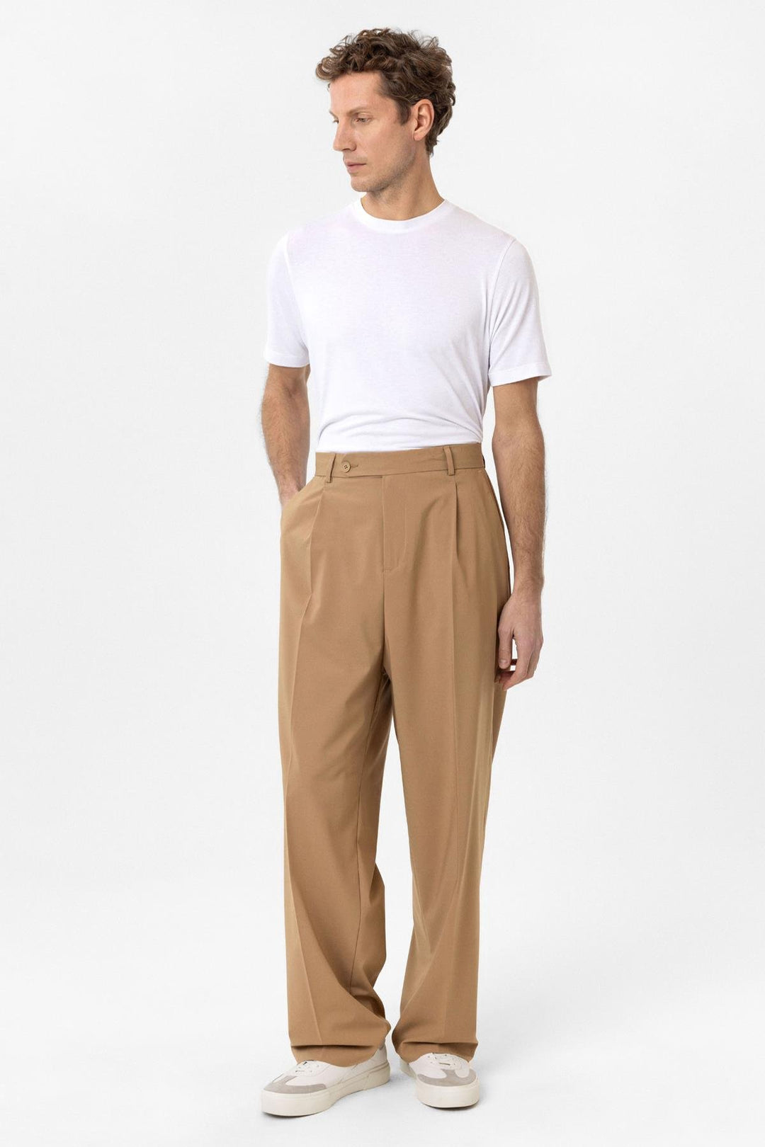ANT Antioch Camel Baggy High Waist Men's Fabric Trousers - Sugar Land