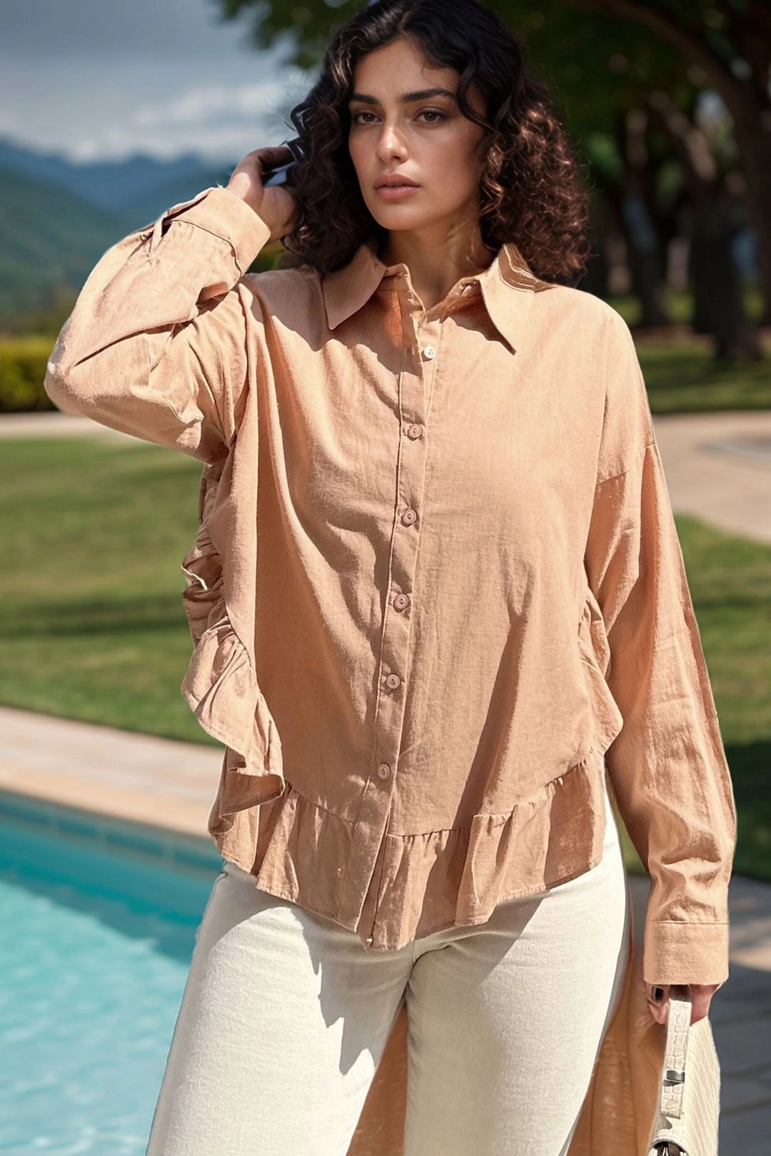 Camel Skirt Ruffled Voile Loose Shirt BCBSK-25700-3570 - Wiener Neustadt