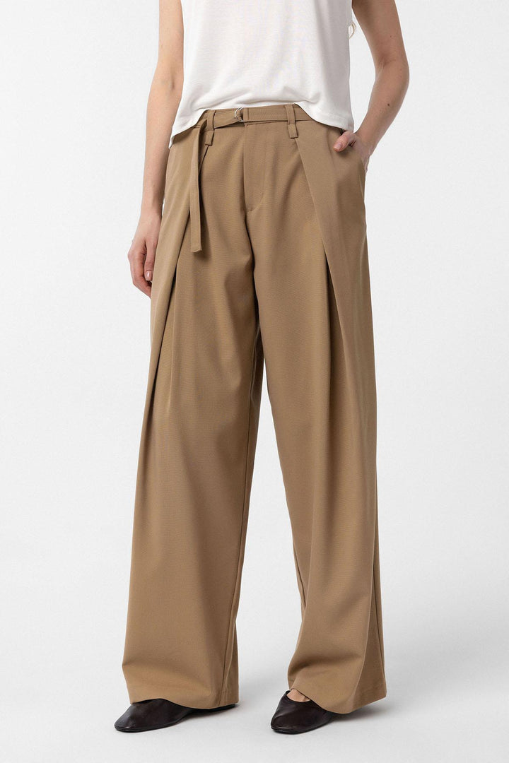 ANT Antioch Camel Belted Flared Women's Pants - San Jacinto
