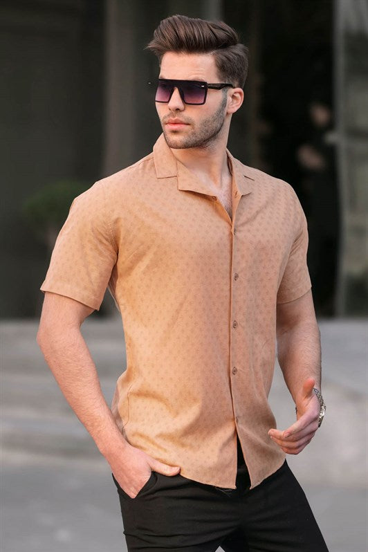 MDX Camel Slim Fit 100% Cotton Short Sleeve Men's Shirt 5585 - Williamsburg