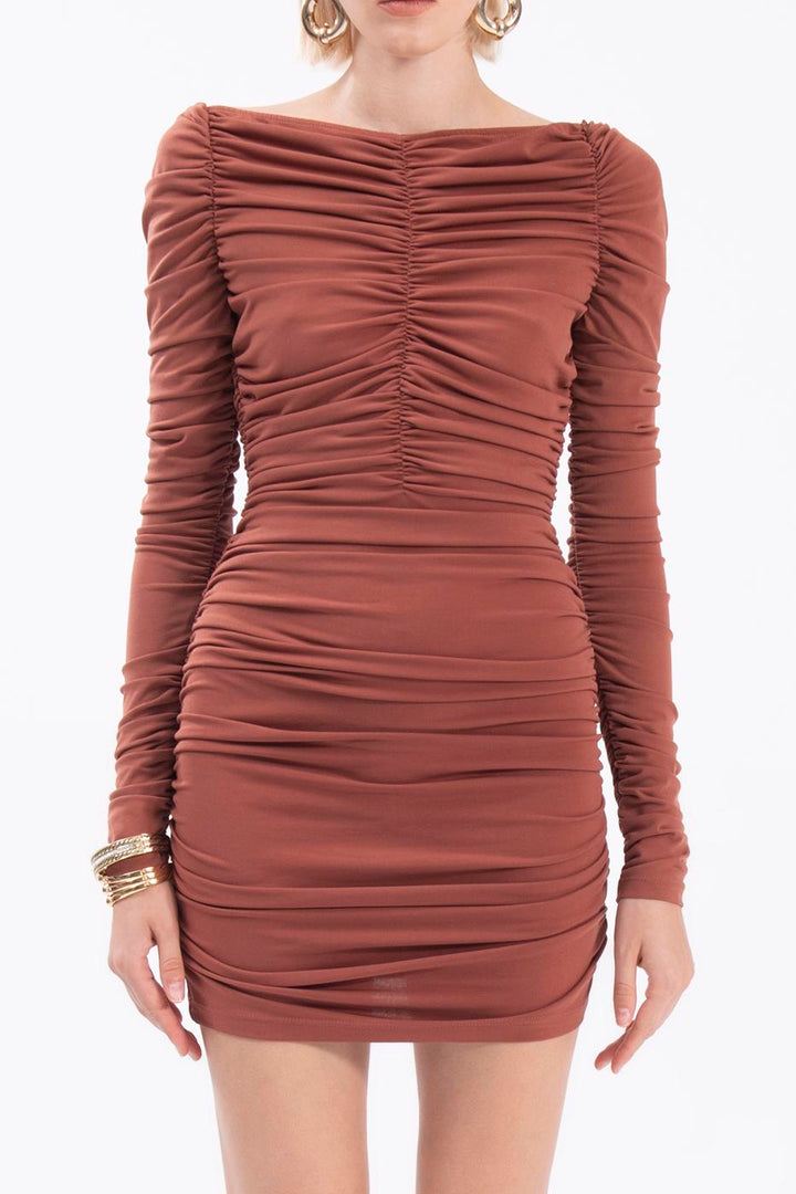 BSL Women Carmen collar drapped mini dress - Dundalk