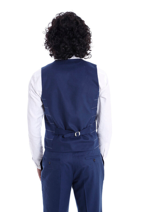 WSS Checked Vest Plain Pants Men Set  - Folsom