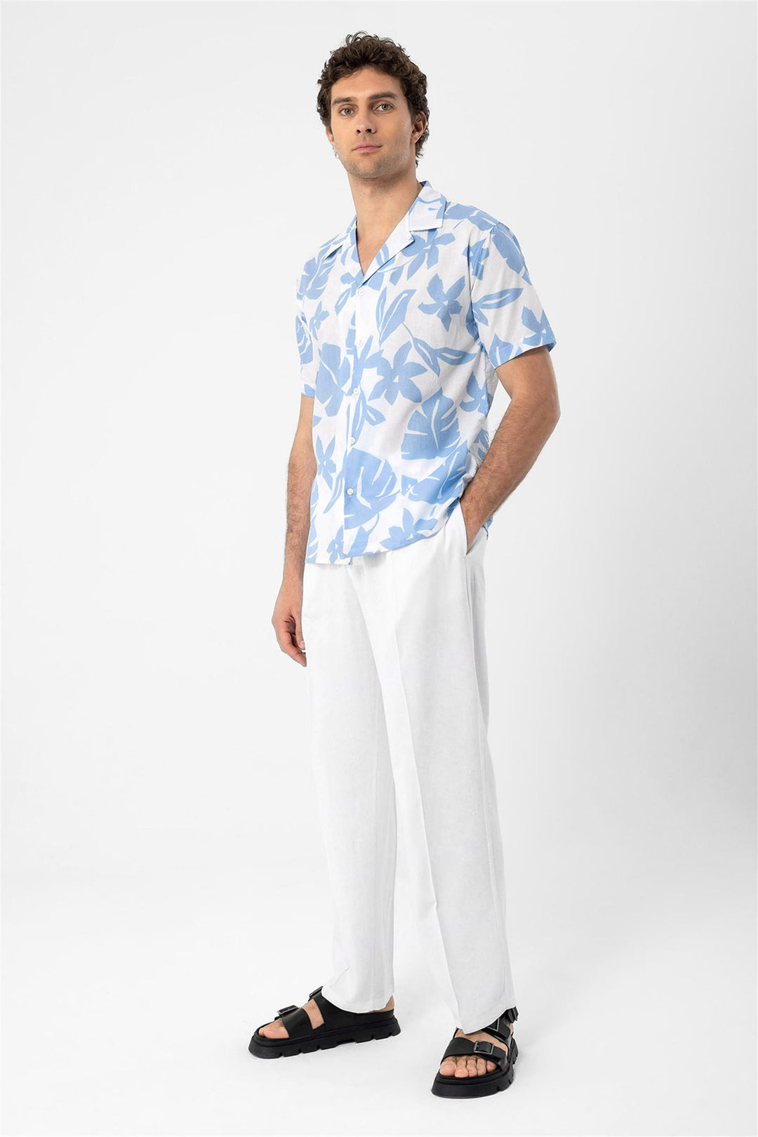 ANT Floral Patterned Top Collar Men's Shirt - Krefeld