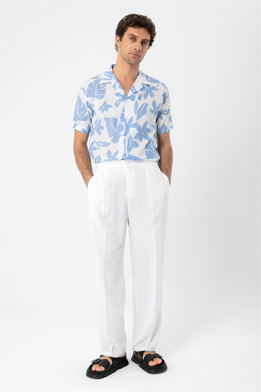 ANT Floral Patterned Top Collar Men's Shirt - Krefeld