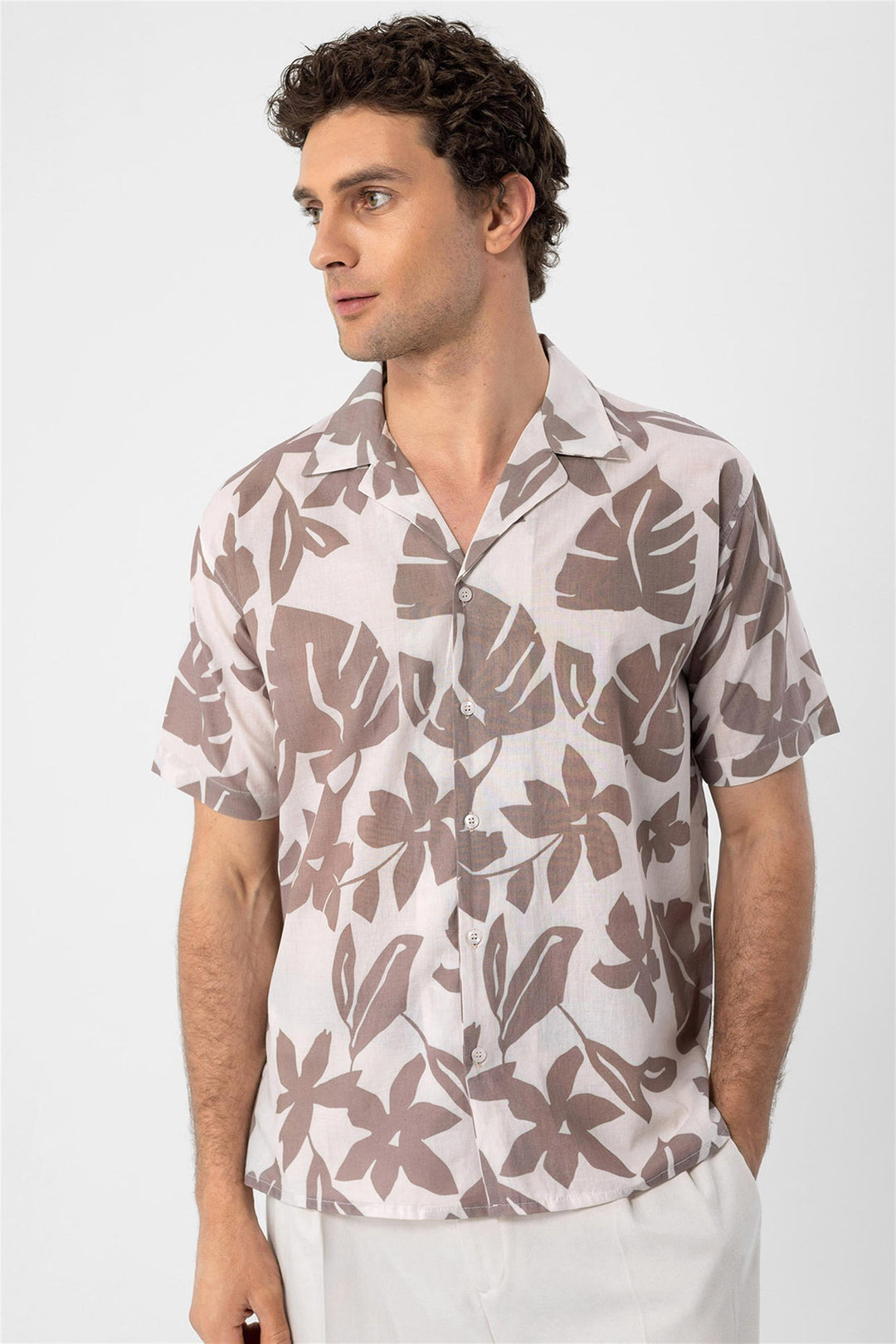 ANT Floral Patterned Top Collar Men's Shirt - Zimapan
