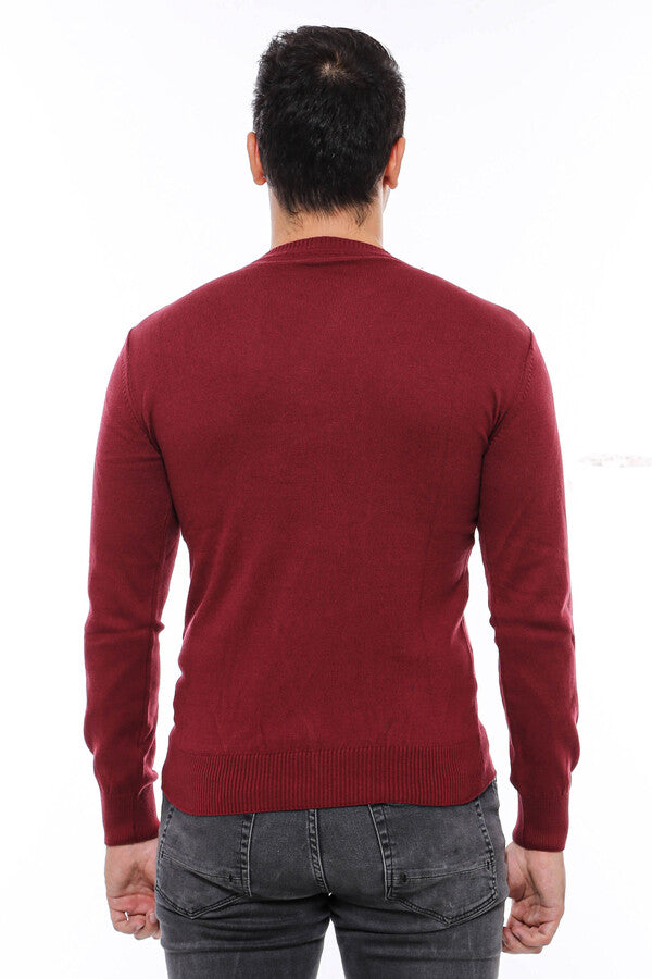 WSS Crew Neck Men's Burgundy Sweater  - Silves