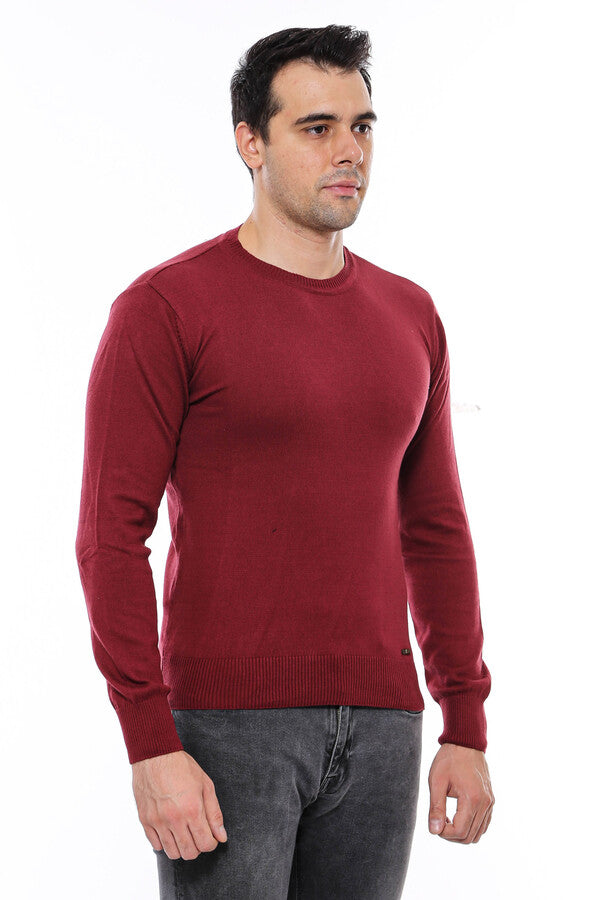 WSS Crew Neck Men's Burgundy Sweater  - Silves