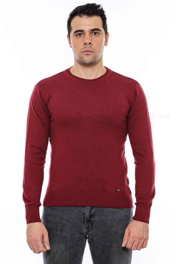 WSS Crew Neck Men's Burgundy Sweater  - Silves