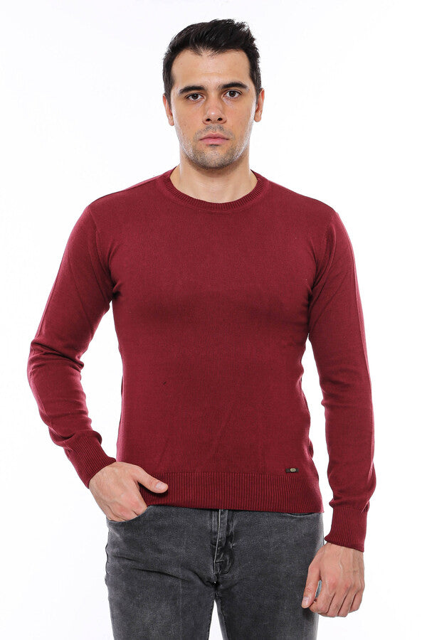 WSS Crew Neck Men's Burgundy Sweater  - Silves