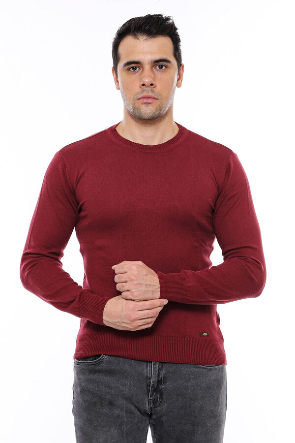 WSS Crew Neck Men's Burgundy Sweater  - Silves