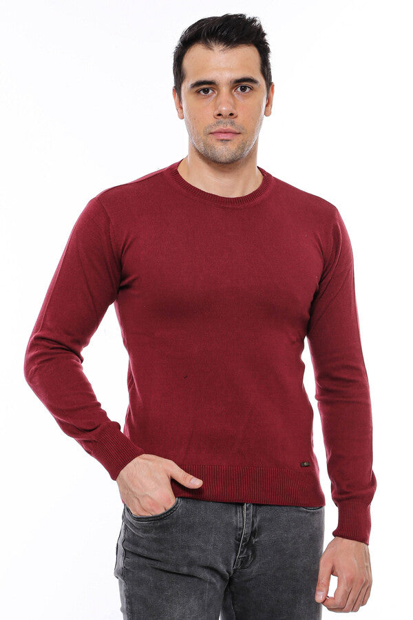 WSS Crew Neck Men's Burgundy Sweater  - Silves