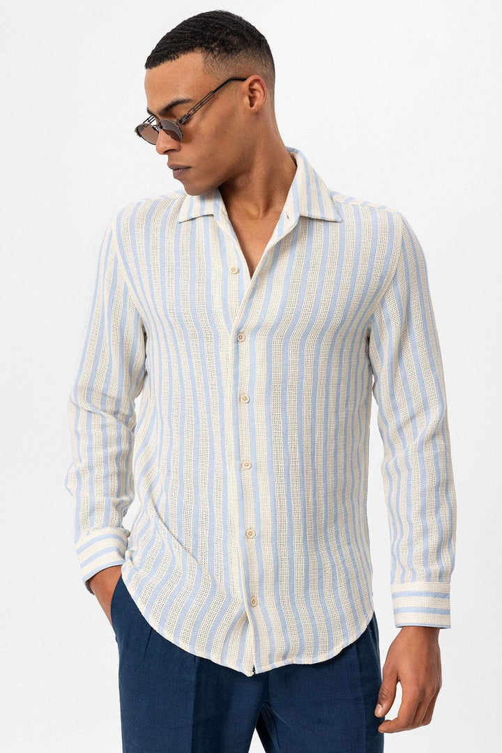 ANT Striped Knitted Long Sleeve Men's Shirt - Darwin