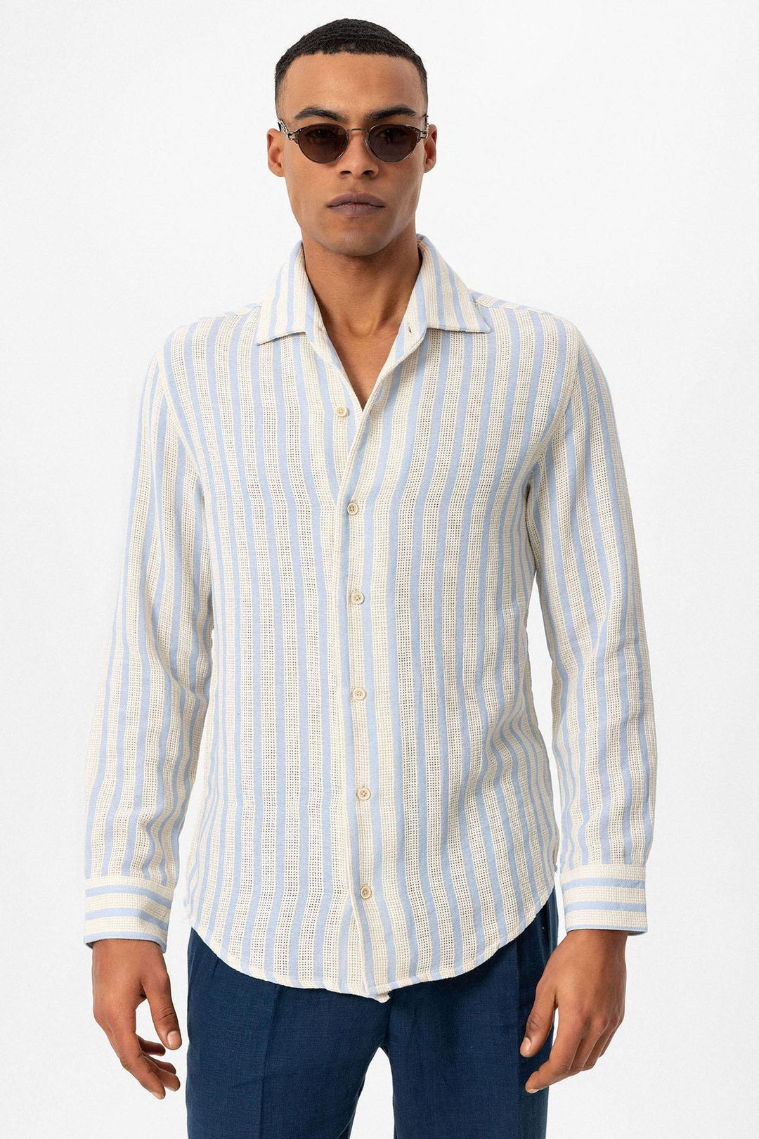 ANT Striped Knitted Long Sleeve Men's Shirt - Darwin