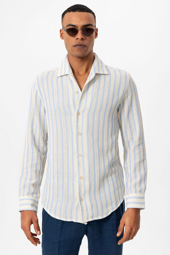 ANT Striped Knitted Long Sleeve Men's Shirt - Darwin