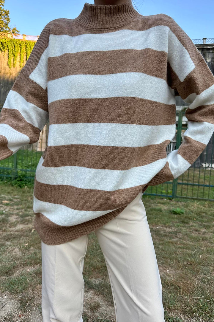 ELS Striped Knit Sweater - Camel - Badajoz