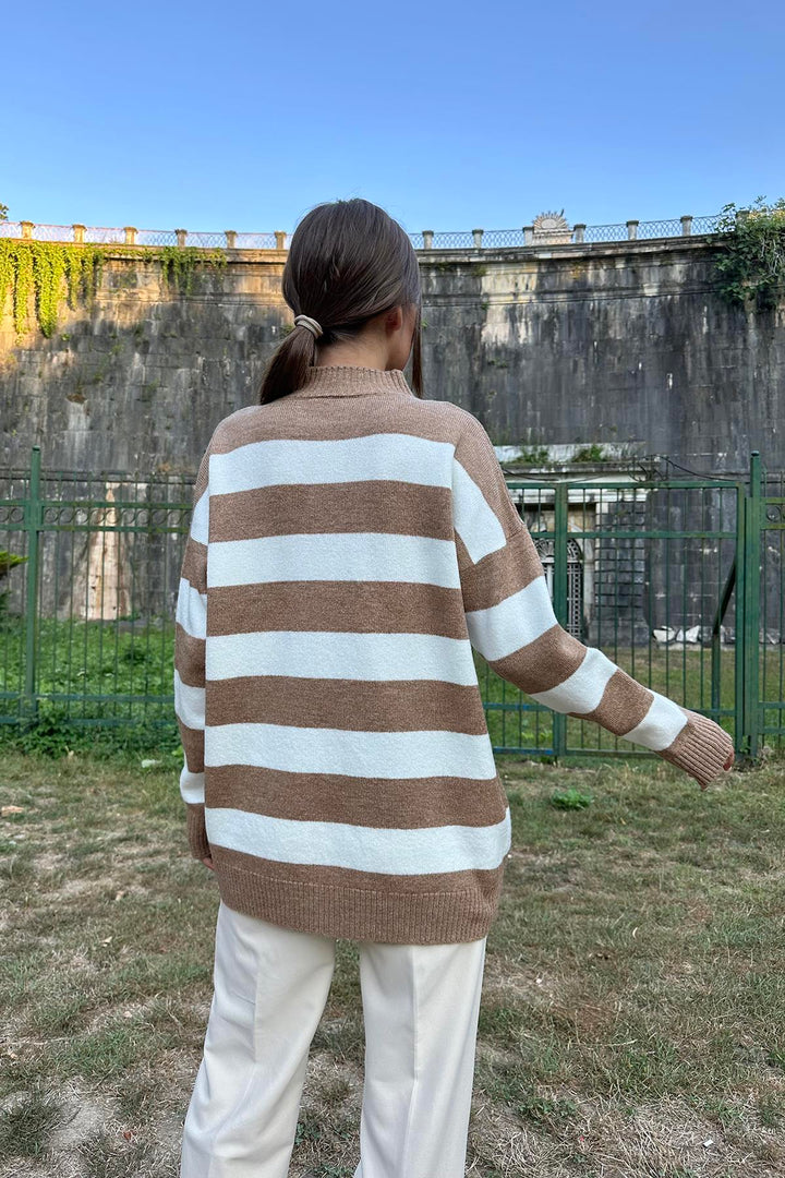 ELS Striped Knit Sweater - Camel - Badajoz