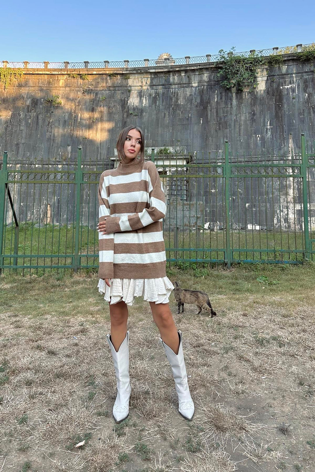 ELS Striped Knit Sweater - Camel - Badajoz