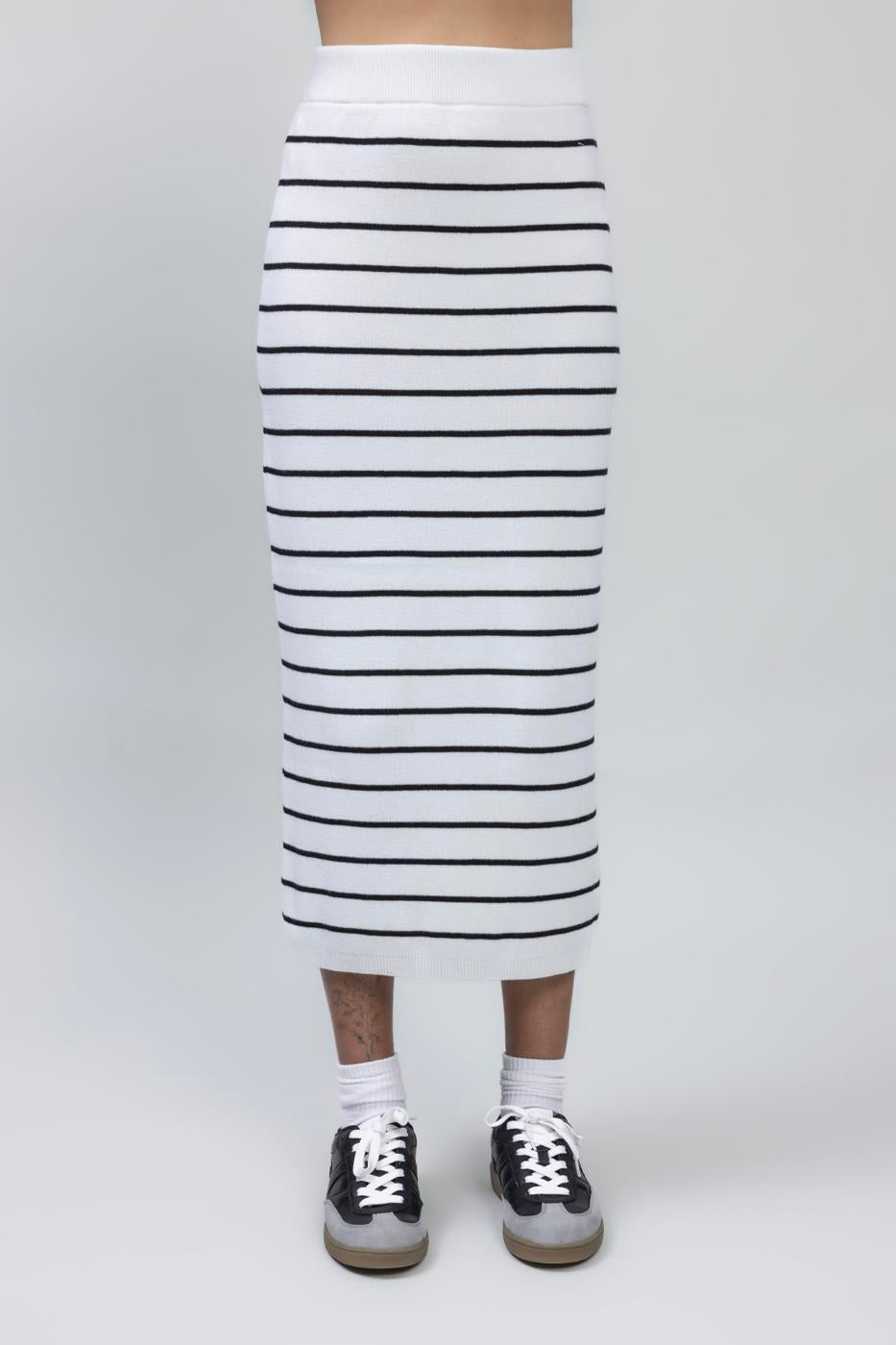 BSL Women Striped Midi Pencil Knit Skirt - Houston