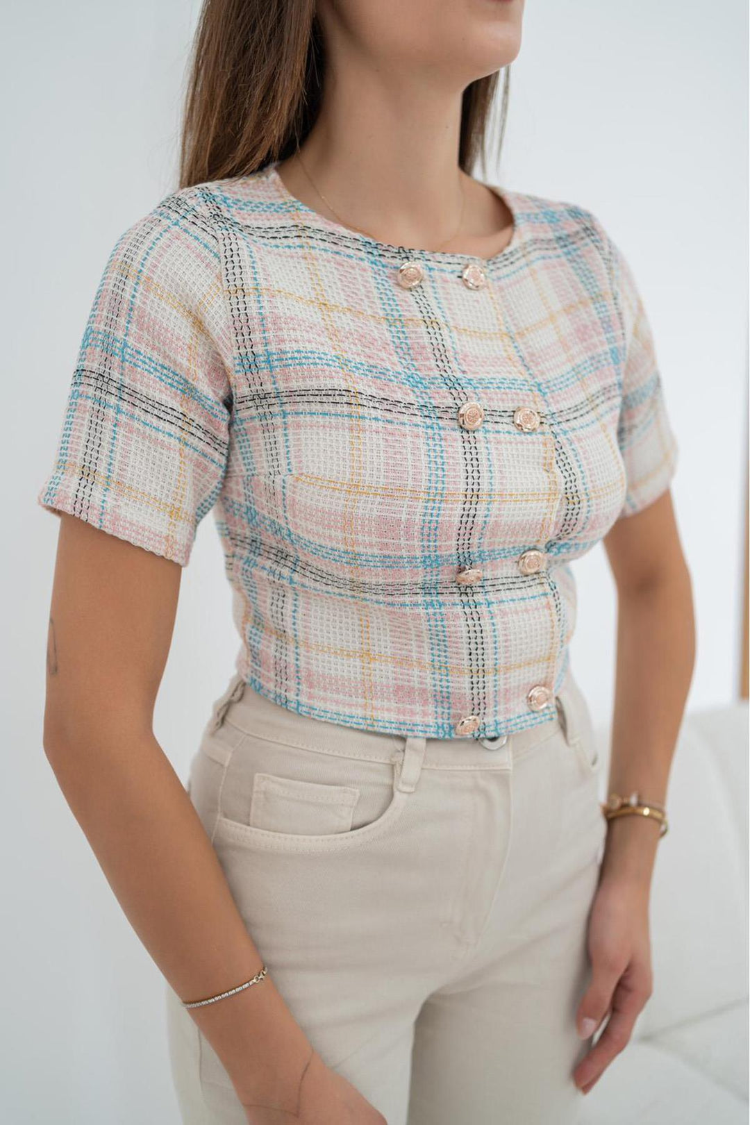 ELS Striped and Buttoned Blouse - Ecru - Gallatin