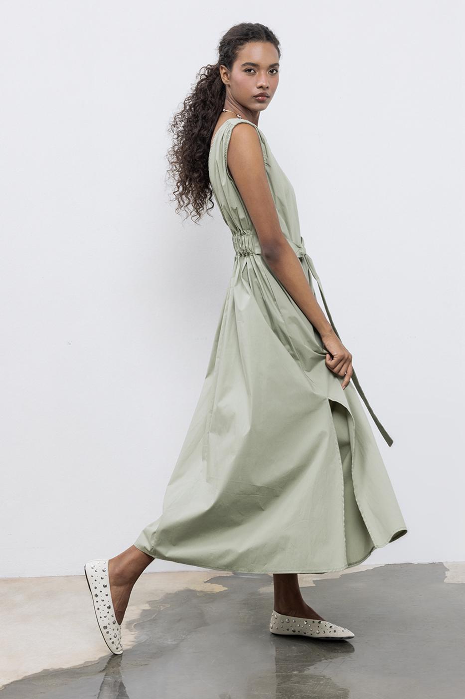 BSL Women Cotton Flared Skirt Midi Dress - Juárez
