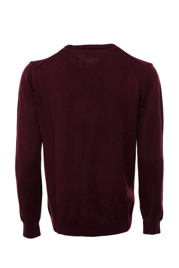 WSS Crew Neck Plain Long Sleeves Burgundy Men Sweater  - Siegen