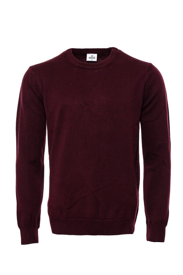 WSS Crew Neck Plain Long Sleeves Burgundy Men Sweater  - Siegen