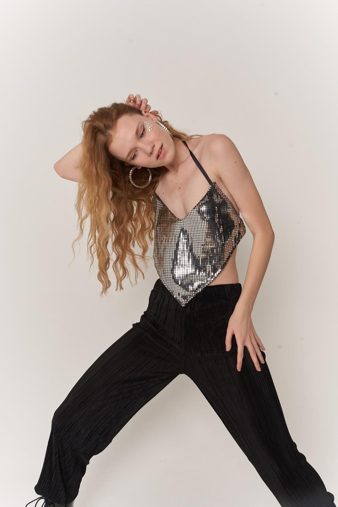 HLLY Women Glammy Triangle Crop Gray - Beja