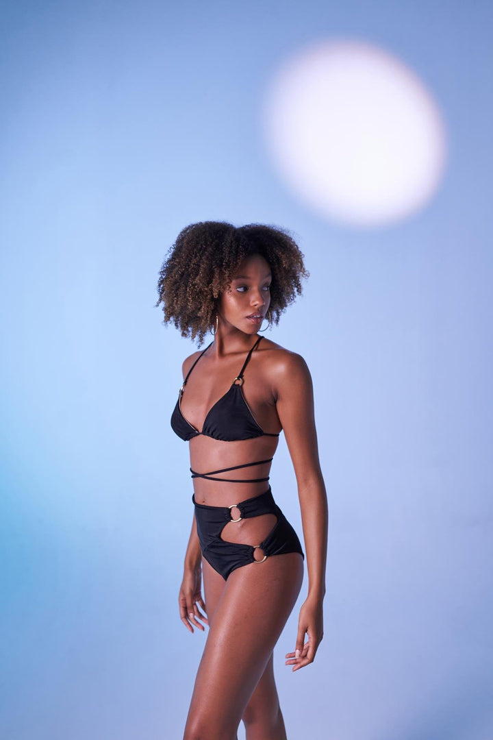HLLY Women Delphi High Waist Bikini Bottom Black - Annemasse