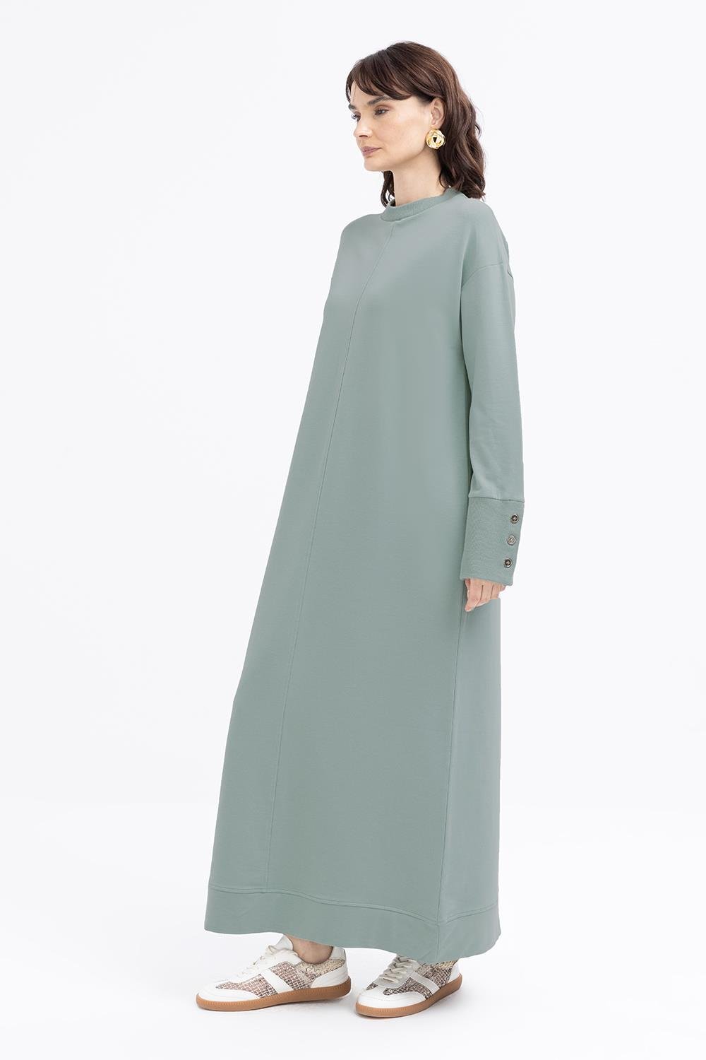 TLD Women Allday Defne Defne-headline Thick Ribbed Button Detailed Lycra Dress - Peachtree City