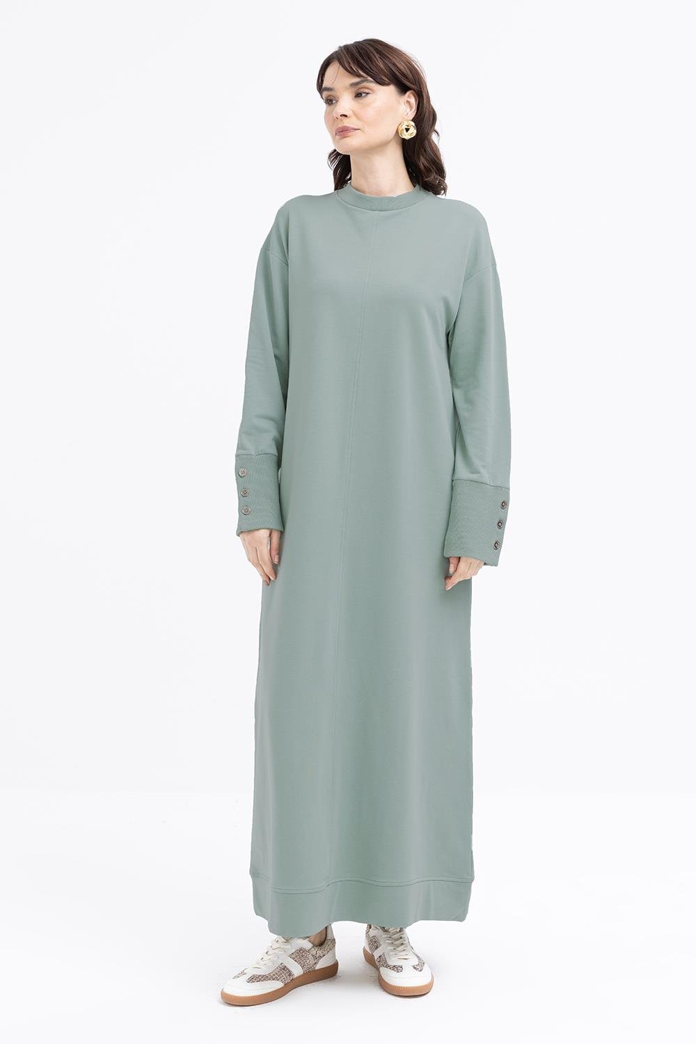 TLD Women Allday Defne Defne-headline Thick Ribbed Button Detailed Lycra Dress - Peachtree City