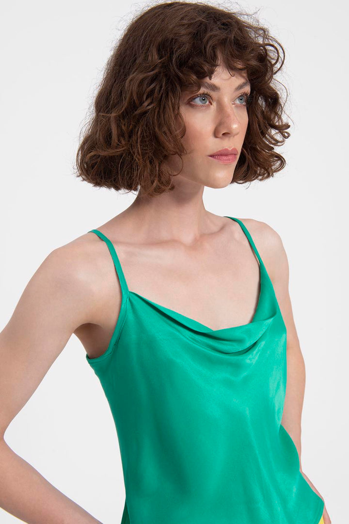BSL Women Crow Neck Strapped Blouse - Wallasey
