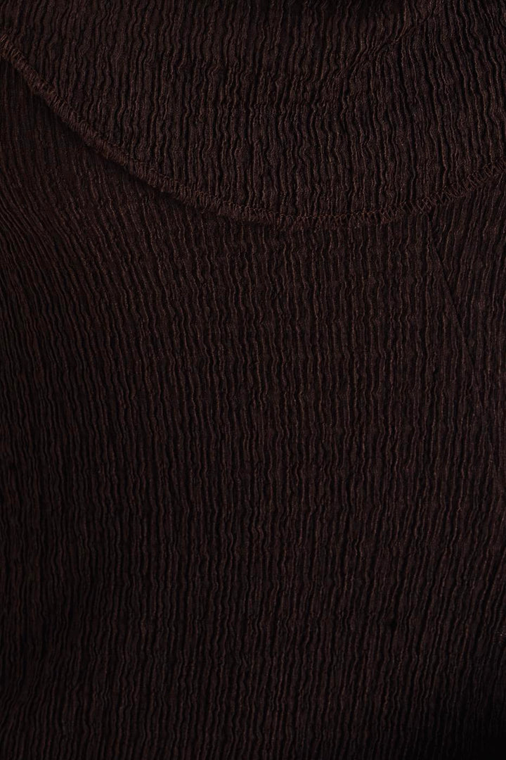 BSL Women Cowl Neck Textured Tie Detailed Blouse - Oyster Bay