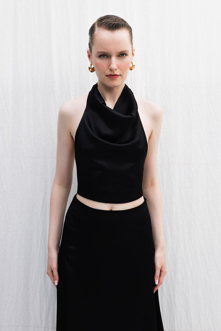 BSL Women Satin Blouse with Plunging Collar - Independence